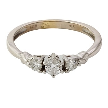 9ct white gold Diamond 0.25cts 3 stone Ring size K